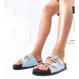 Blå klaffar flätade med sameli -spänne 1