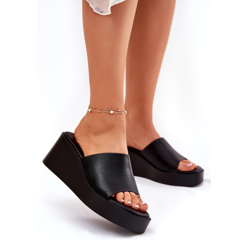 Kvinnors flip flops på Anchoic Wedge Black svart 2