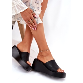 Kvinnors flip flops på Anchoic Wedge Black svart 5