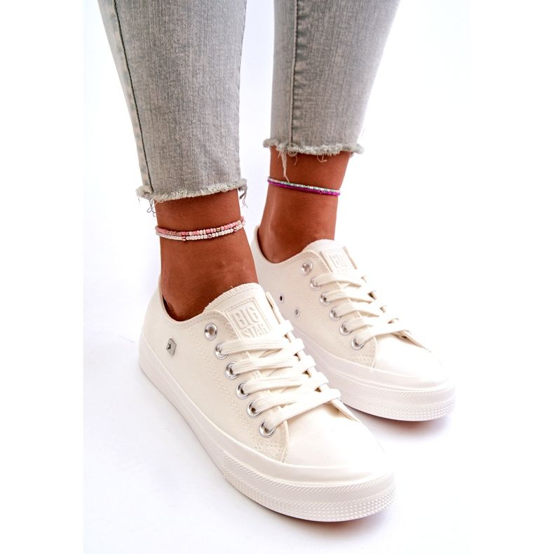 Klassiska kvinnors sneakers Big Star NN274285 White vit 4