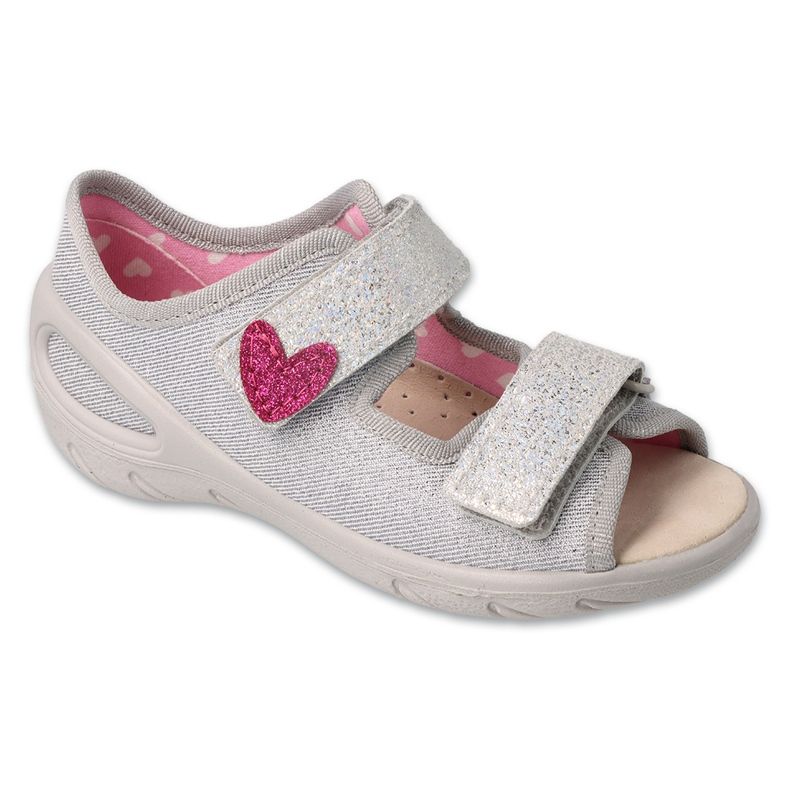 Befado barnsandaler med läderinlägg 065P179 silver med hjärta 1
