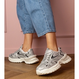 Silversportsneakers på en elegant sula silver- 2