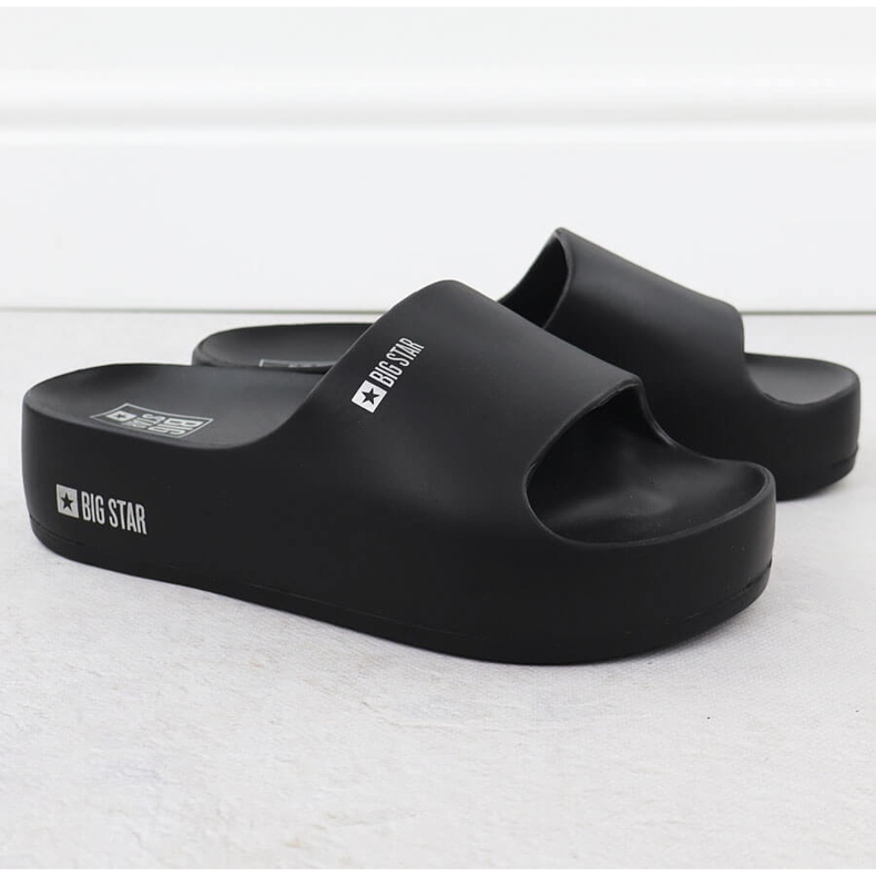 Kvinnors flip flops på plattformen Black Big Star SS274721 strandplattform svart 2