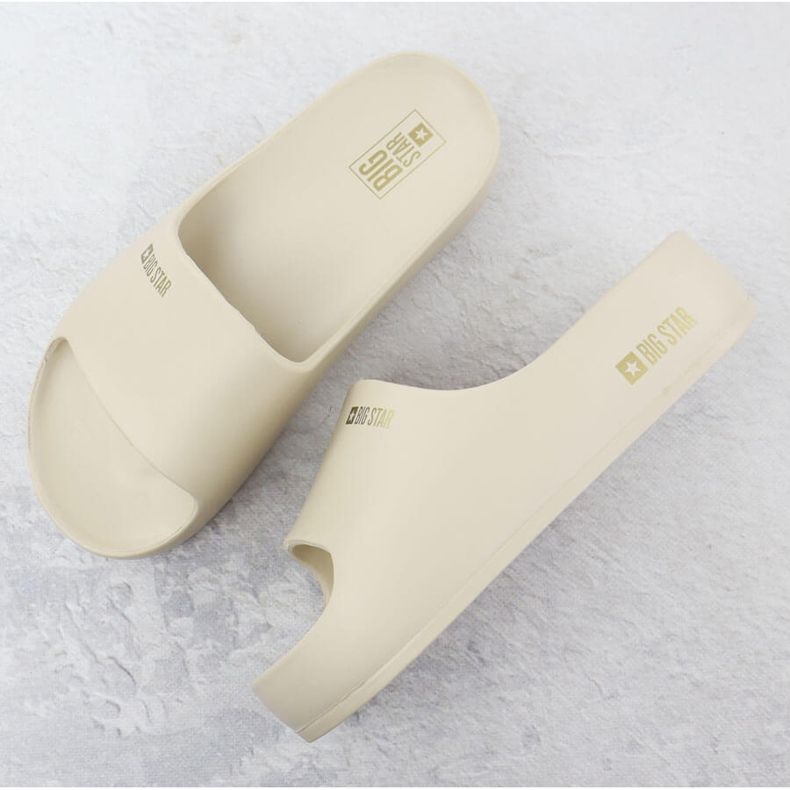 Kvinnors flip flops på plattformspoolen Beige Big Star SS274722 2