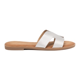 Shelvt Silver kvinnors tofflor med utskärningar silver- 2