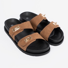 Shelvt Jansnobrowe Kvinnors flip flops med gyllene skär 2
