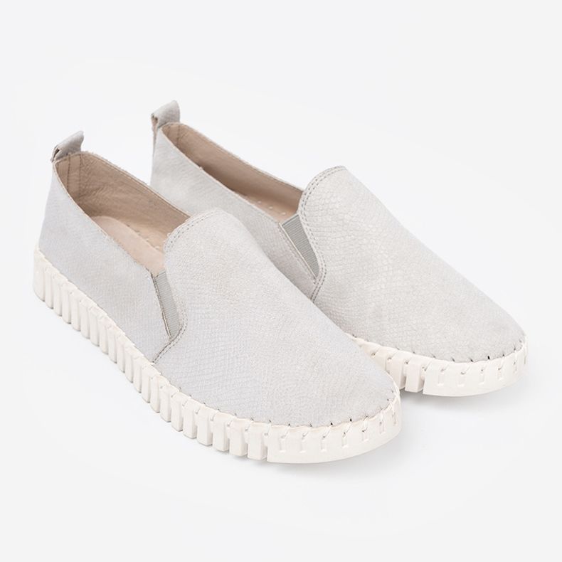 Goodin Ljusgrå slip-on-sneakers med flexibla skär 2