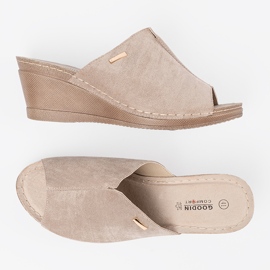 Goodin Beige plattformsflipflops för kvinnor 2