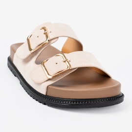 Shelvt Snygga ljus beige flip flops med mocka finish 1