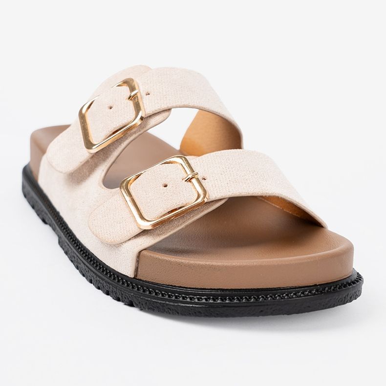 Shelvt Snygga ljus beige flip flops med mocka finish 1