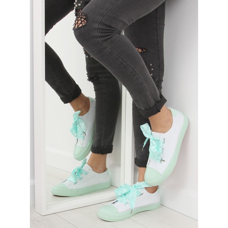 DC11 WHITE / GREEN vita och mint sneakers med band grön 1