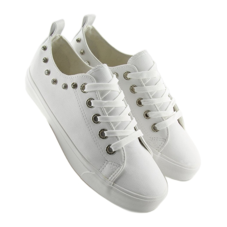 Vita sneakers med cubic zirconia BL122p Vit 2