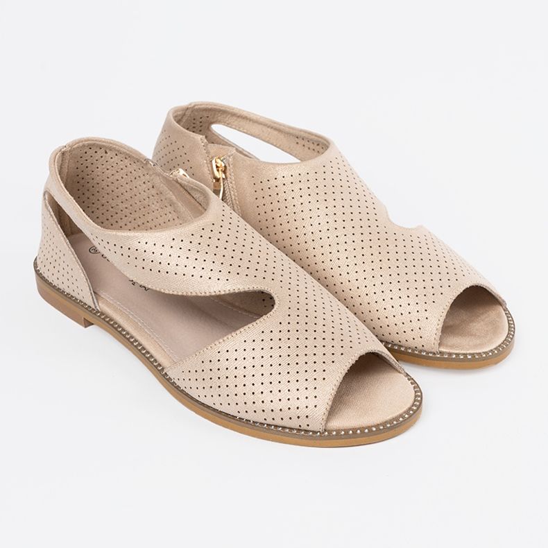 Goodin Gyllene sandaler på en platt sula 1