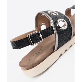 Shelvt Svarta sandaler med dekorativa metallhjul 2