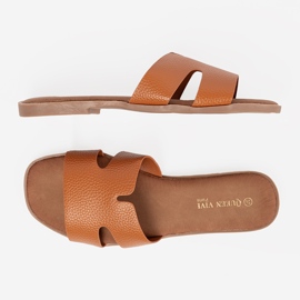 Shelvt Karamellkvinnor läder flip flops 1