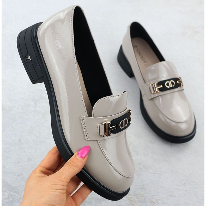 Kvinnors läderskor lackerade Beige Vinceza 39957 1