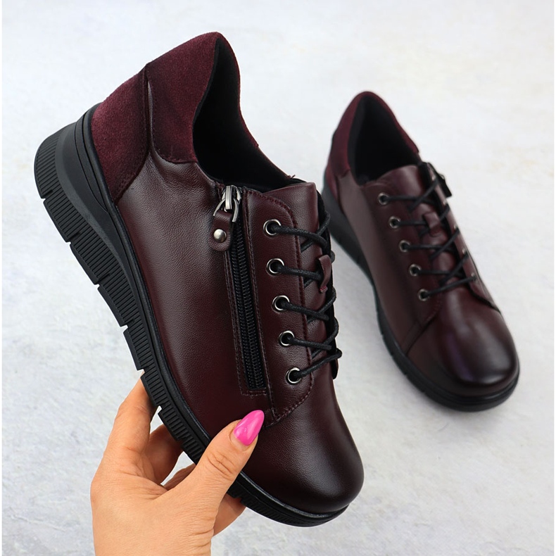 Kvinnors läderskor för Vinceza 39964 Bourgogne röd 1