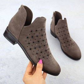 Women's Openwork Boots, Beige, Beige Vinceza 58608 1