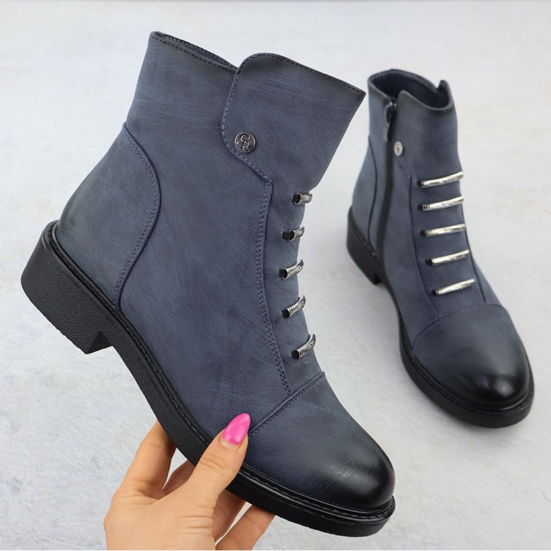 Jezzi Kvinnors isolerade blå stövlar ASA252-5 1