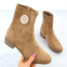 Kvinnors mocka stövlar med dekoration beige jezzi 198-28 1