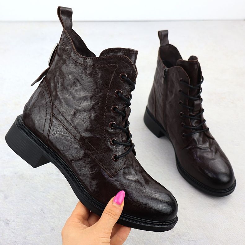 Kvinnors läderarbetare isolerade bruna stövlar Vinceza 86412 1