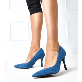 Denimpumpar på balar höga klackar blå 1