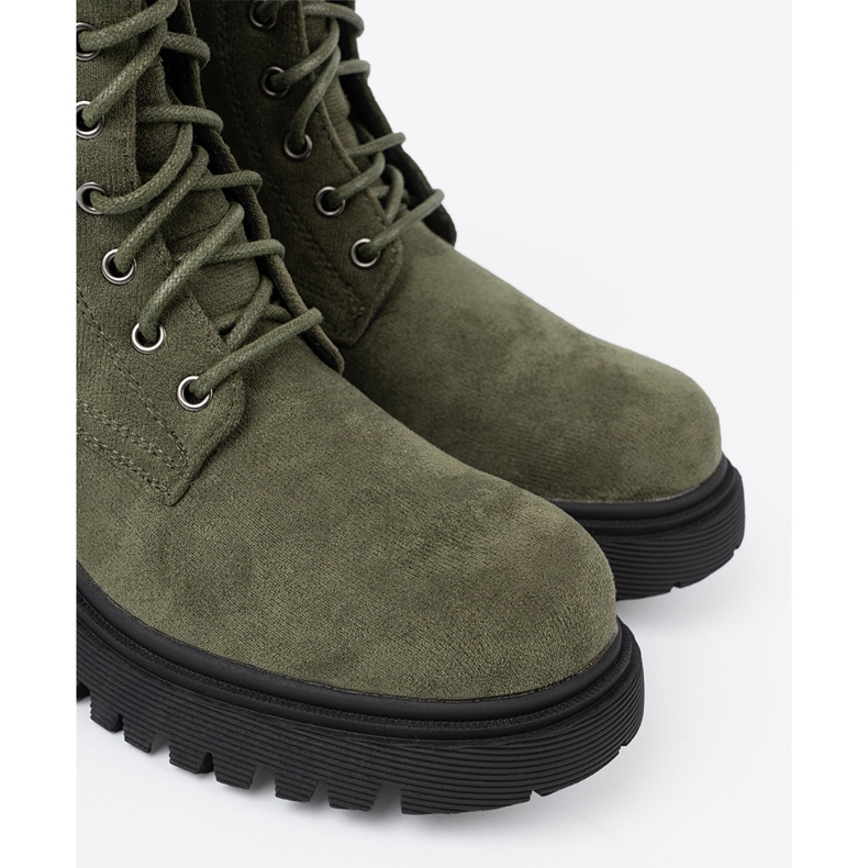 Shelvt Mörkgröna arbetare med en tjock sula och snörning 1