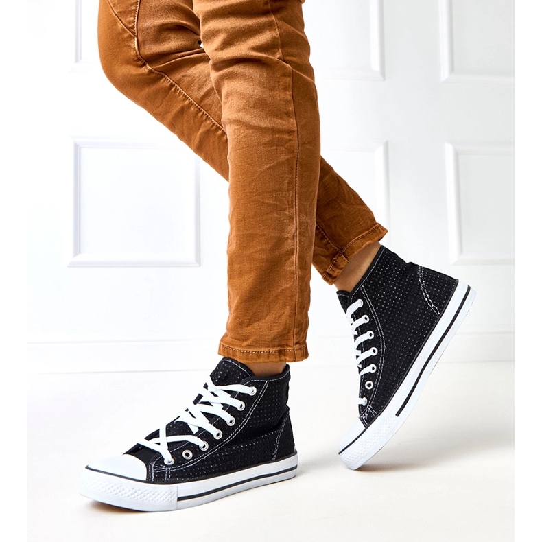 Svart OpenWork Sneakers High Taris Sneakers 1