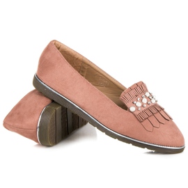 Loafers med en prydnad rosa 1