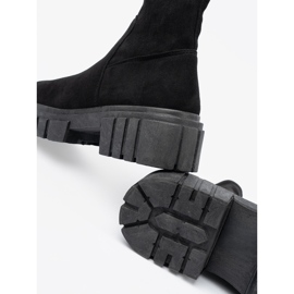 Shelovet ankelstövlar i svart mocka för kvinnor 1