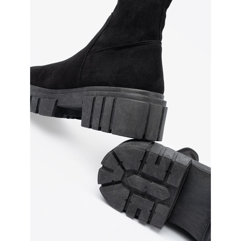 Shelovet ankelstövlar i svart mocka för kvinnor 1