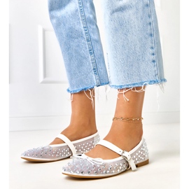 Vita mesh -ballerinor med elasidkristaller 1