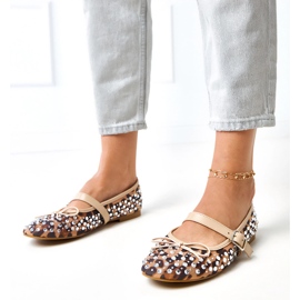 Leopard mesh ballerinas med elasidkristaller mångfärgad 1