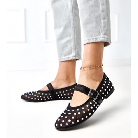 Svart mesh -ballerinor med malmokristaller 2