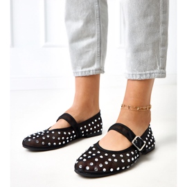 Svart mesh -ballerinor med malmokristaller 1