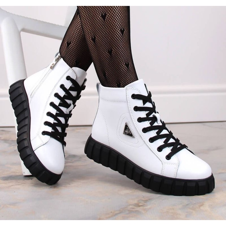 Stövlar i läder på Filippo W PAW382B plattform, vita 2