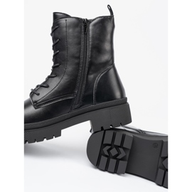 Svarta ankelstövlar med snörning för kvinnor 1