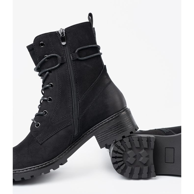 Shelvt Fashionabla svarta arbetare med dekorativ snörning 2