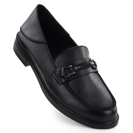 Kvinnors läderskor, svarta loafers, Vinceza 18112 1