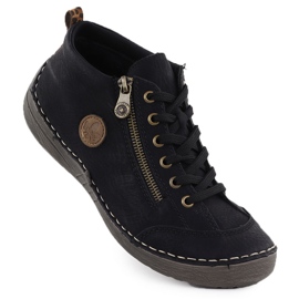 Kvinnors bekväma svarta stövlar svarta Rieker 52514-00 1