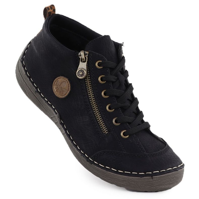 Kvinnors bekväma svarta stövlar svarta Rieker 52514-00 1