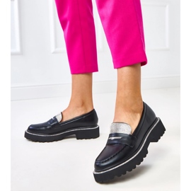 Svarta kvinnors loafers med kubiska zirkoner 2