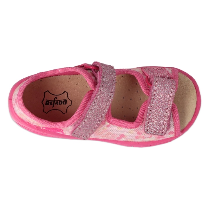Befado barnsandaler med läderinlägg 063X015 rosa med glitter 2