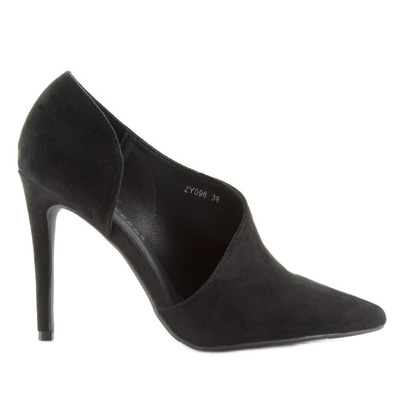 Asymmetriska svarta pumps på en stift ZY098 Svart 1