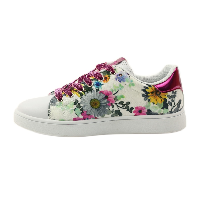 American Club Blommiga amerikanska sneakers med läderinlägg rosa mångfärgad gul blå vit 2