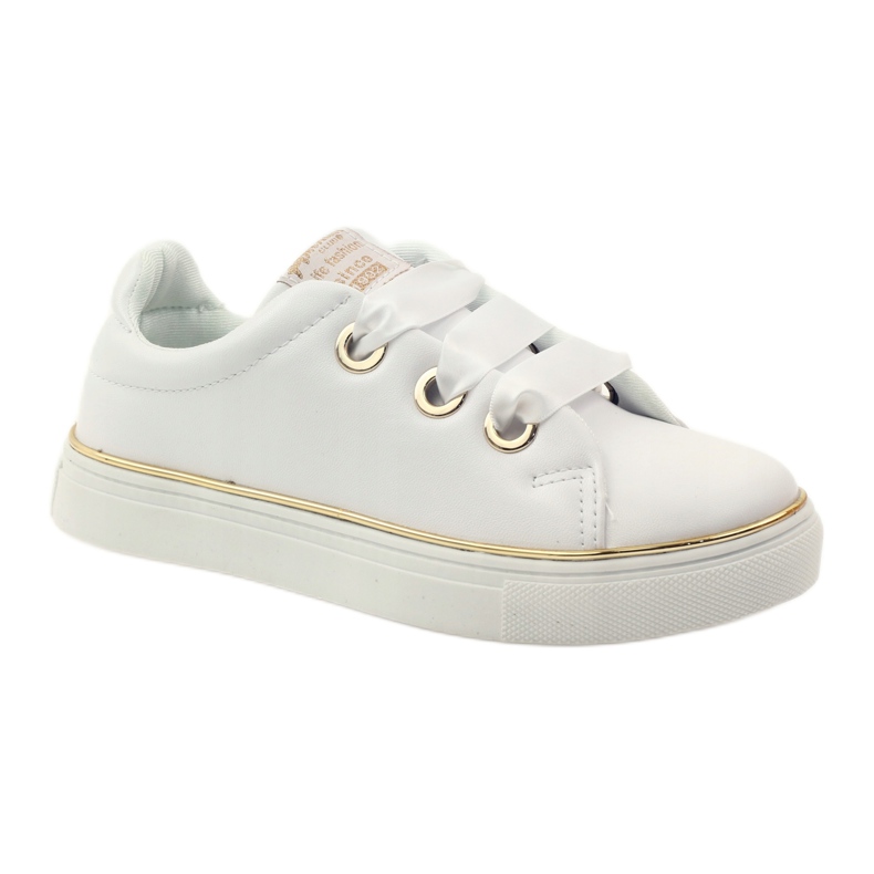 American Club Sneakers satin amerikansk 17508 skosnören ['vit', 'guld'] vit 1