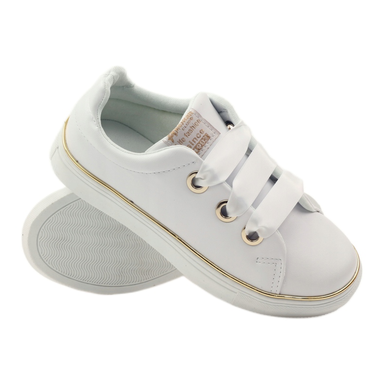 American Club Sneakers satin amerikansk 17508 skosnören ['vitt guld'] vit 3