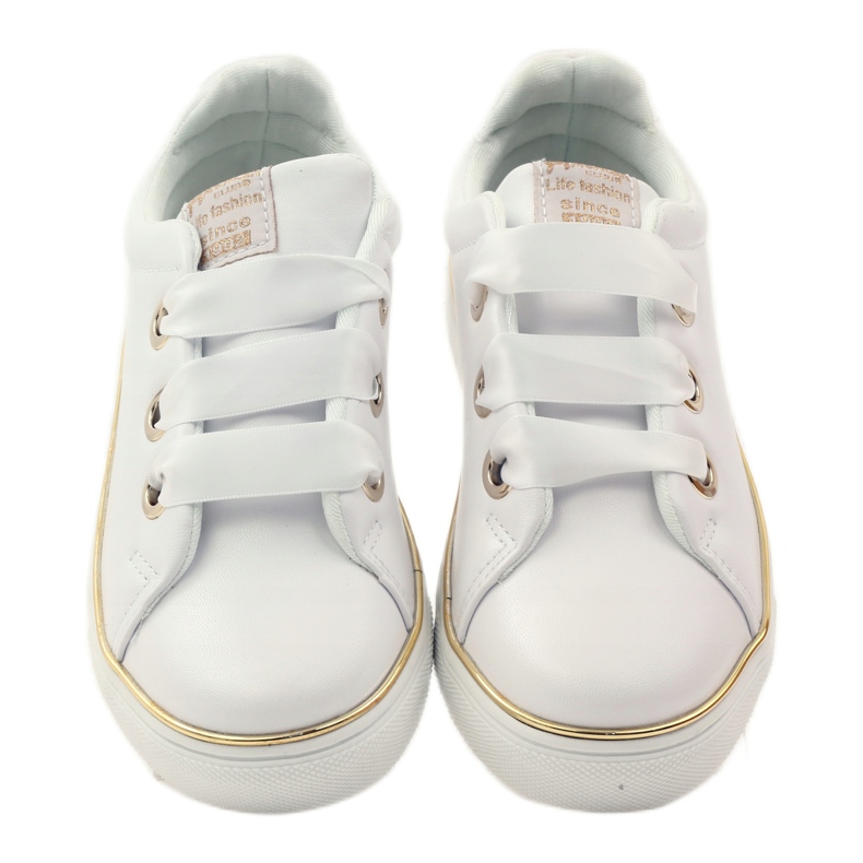 American Club Sneakers satin amerikansk 17508 skosnören ['vit', 'guld'] vit 4