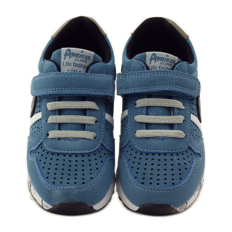 American Club ADI sportinlägg i amerikanskt läder grå blå svart vit 4