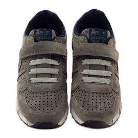 American Club Stansad amerikansk sportläderfotbädd marinblå grå 4